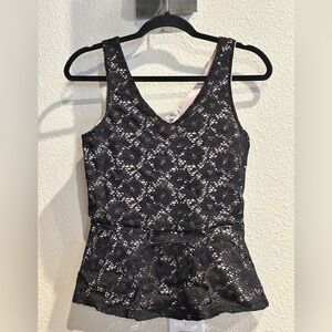 ❤️ BOGO FREE ❤️ Charlotte Russe Black Lace Detail Peplum Top Size M
